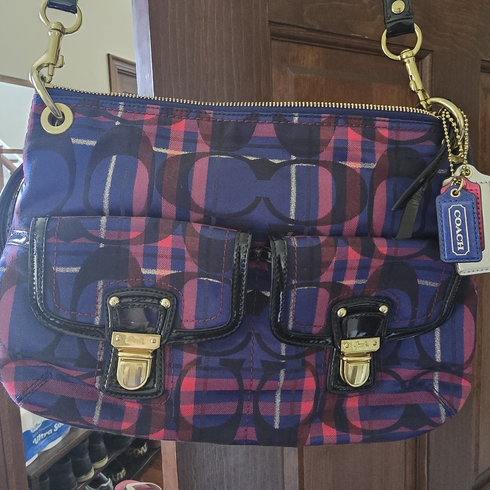 Coach Women's Blue and Pink Shoulder Bag